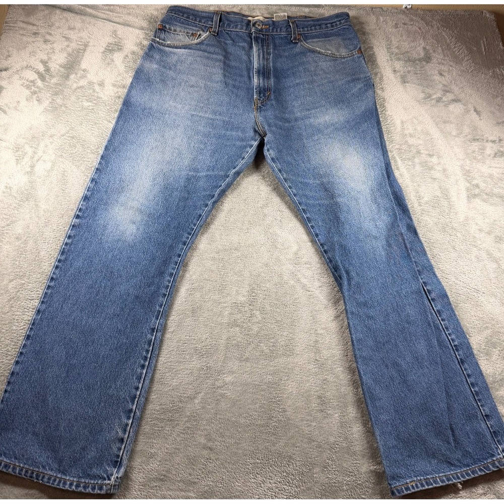 Vtg Levi's 517 Bootcut Jeans 38x30 Light Wash Distressed Fade Denim